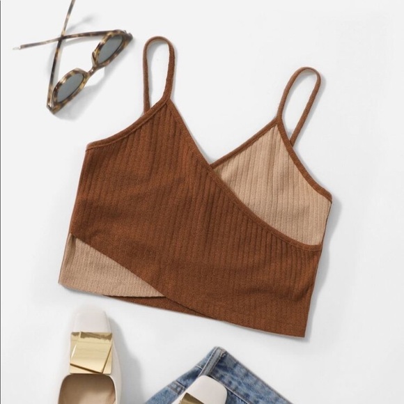 SHEIN two tone cross wrap cami top - Picture 1 of 5